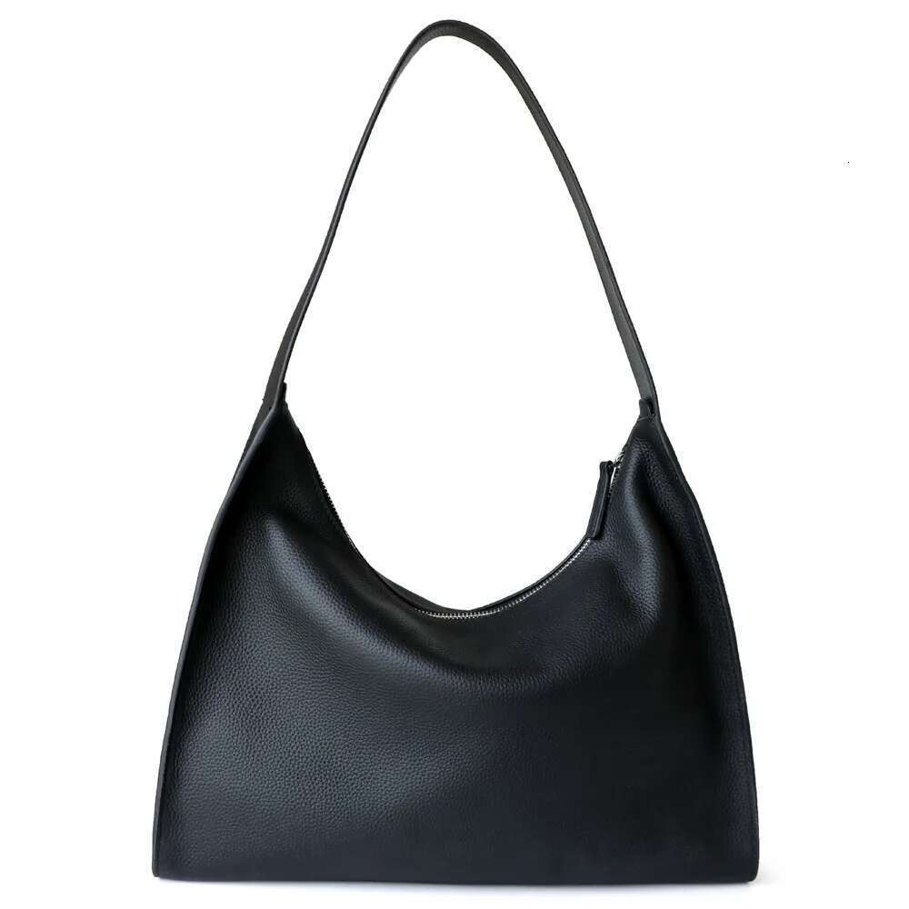 Minimalism Cow Soft Leather Underarm Shoulder Hobos Bags Cowhide Pouch Daily Purses 2024 New