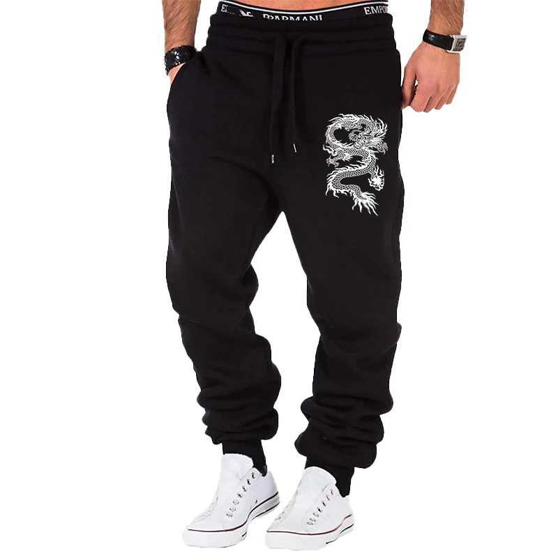 New Fashion dragon print Joggers Men Body Building Gyms Pants Outdoor Casual Sweatpants Sports Fitness Trousers X250319