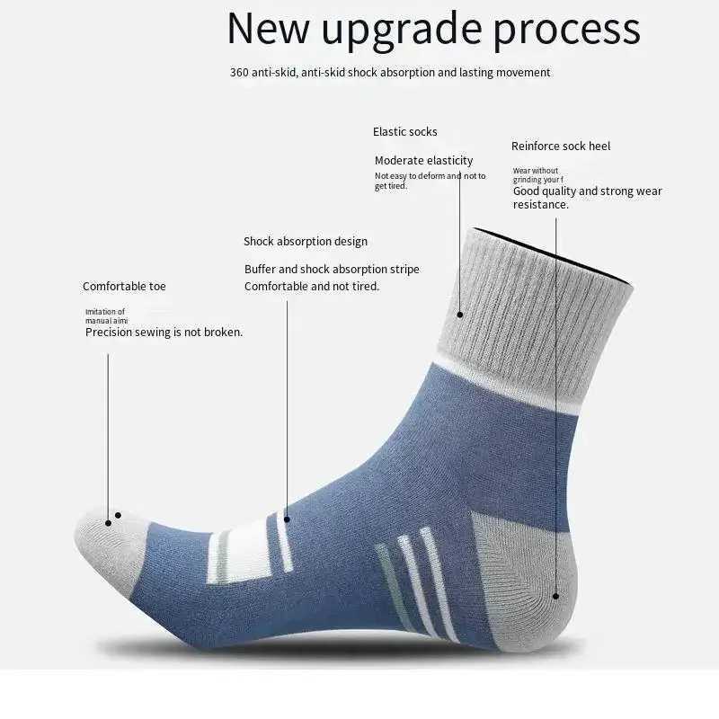 Mens pure cotton socks spring striped casual socks mens antibacterial commercial socks high-quality sports socks Meias X250319