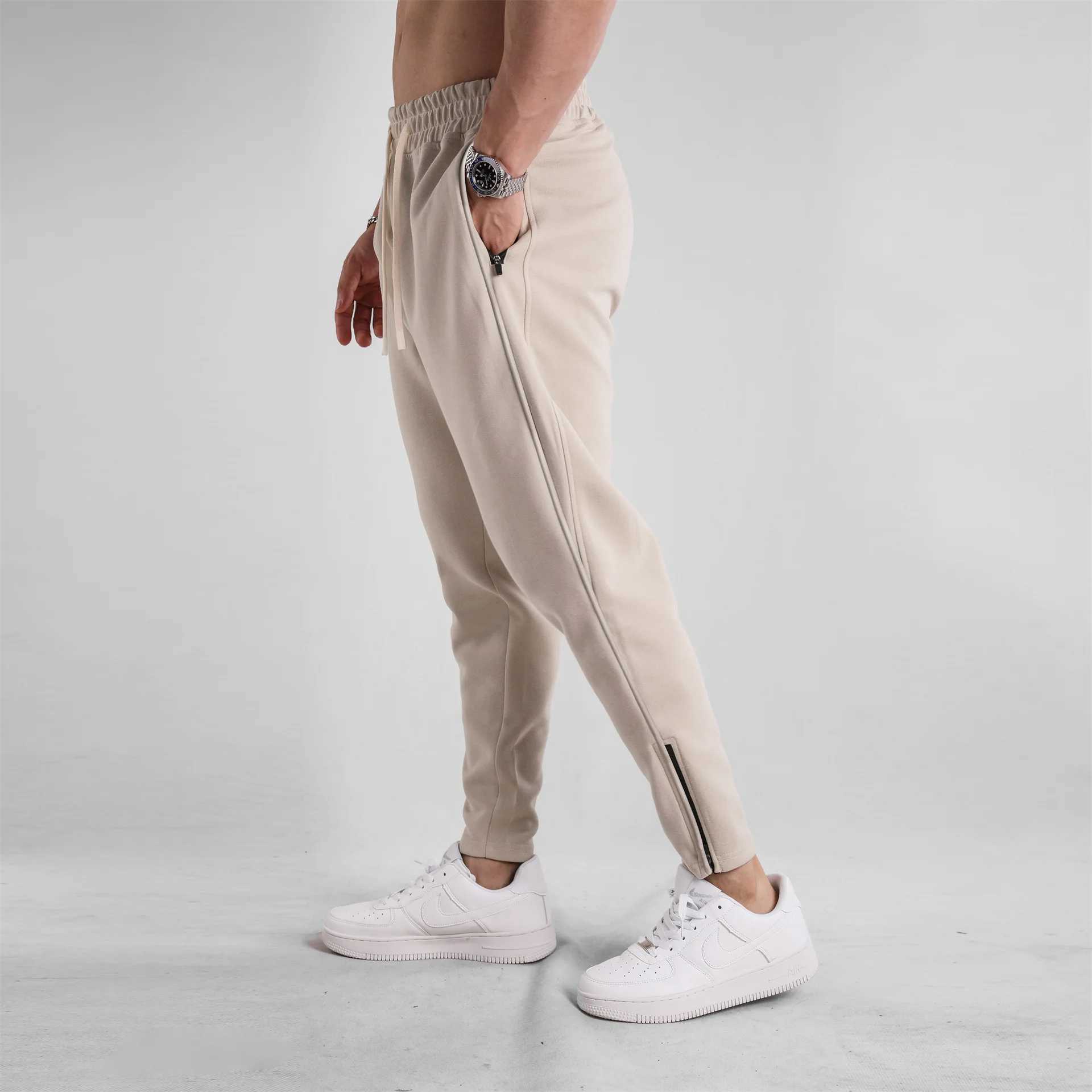 Mens Clothing Sport Casual Zipper Baggy Pants Cotton Long Trousers Outdoor Gym Fitness Workout Jogging Sweatpants Trackpants X250319