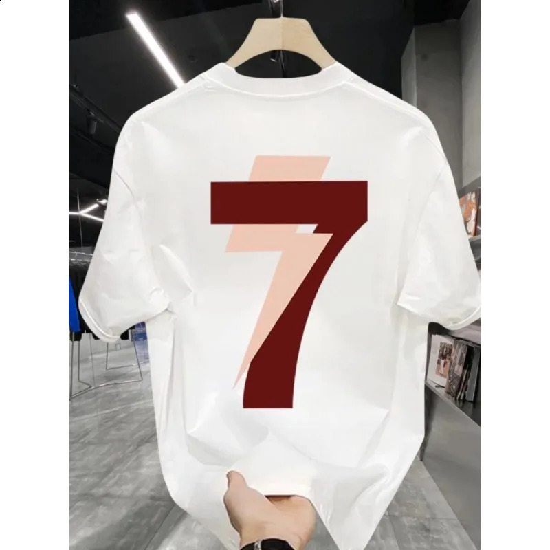 Mens summer cotton printed short sleeved T-shirt casual loose couple T-shirt fashionable round neck breathable large T-shirt 250317