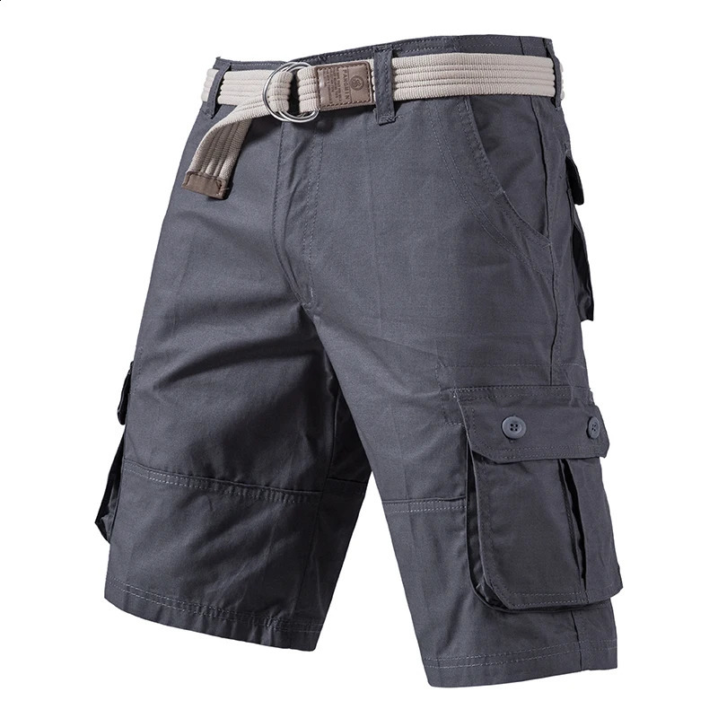 Cargo Knee Shorts Men Sports Casual Bermuda Plus Size Cotton Half Pants Golf Straight Running Gym 250319