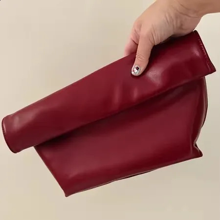 Vintage Women Clutch bag soft pu leather Lady evening bags Trend party girl Envelope Bag Fashion Burgundy Clutches purse 250314