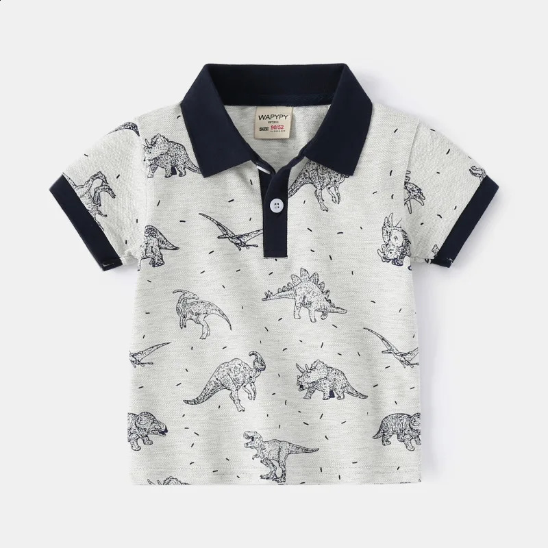 Boys Summer Polo T Shirts Animal Cartoon Printed Polos Tops Kids T-shirts for 1 2 3 4 5 6 7 Years Childrens Clothes Kid Tees 250319