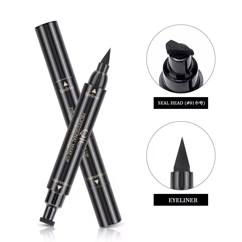 Double-head seal eyeliner Waterproof non-smudging triangle wing tail seal eyeliner