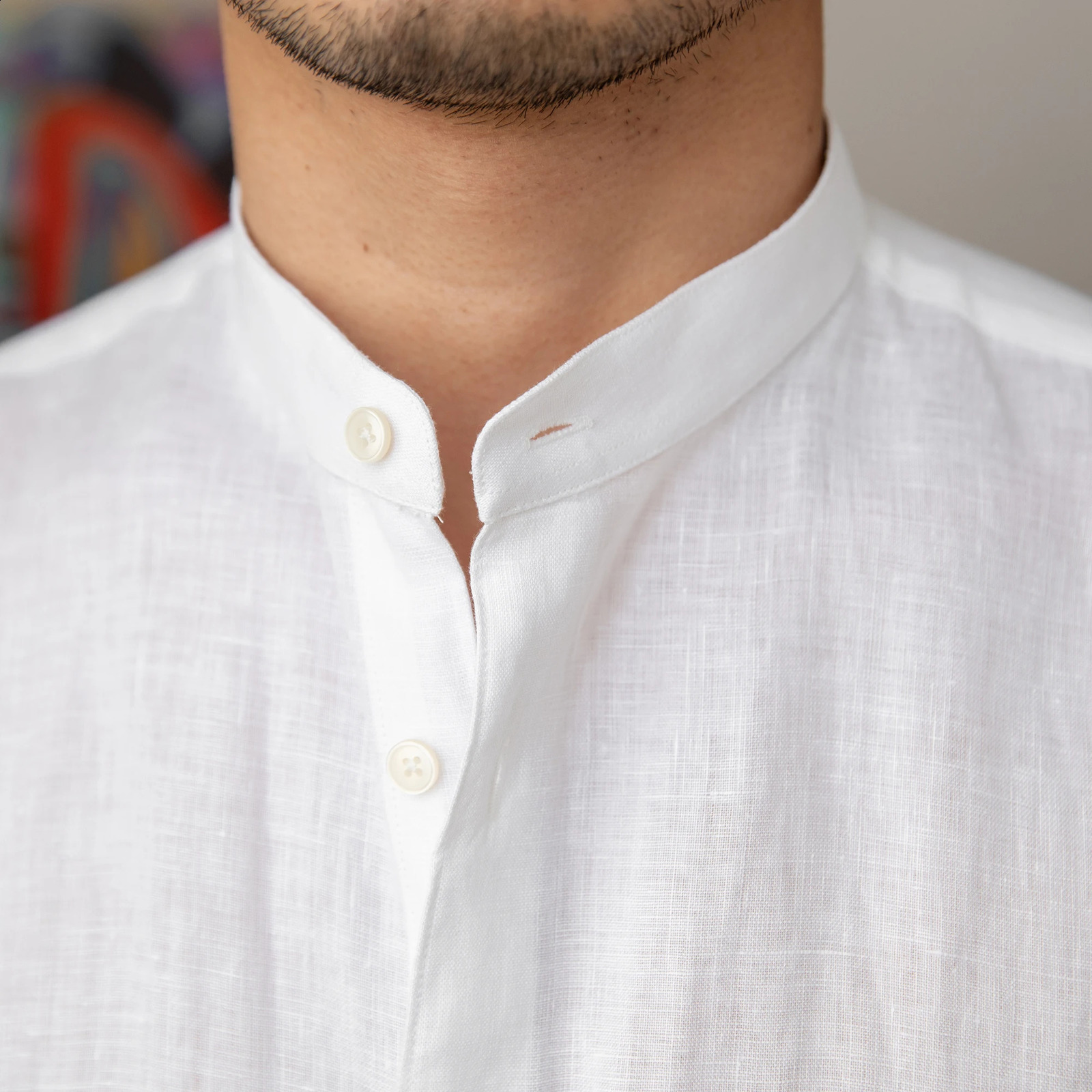 Homemade commuting lightweight mature casual breathable pure 100% linen long sleeved mens fully matched holiday collar shirt 250317