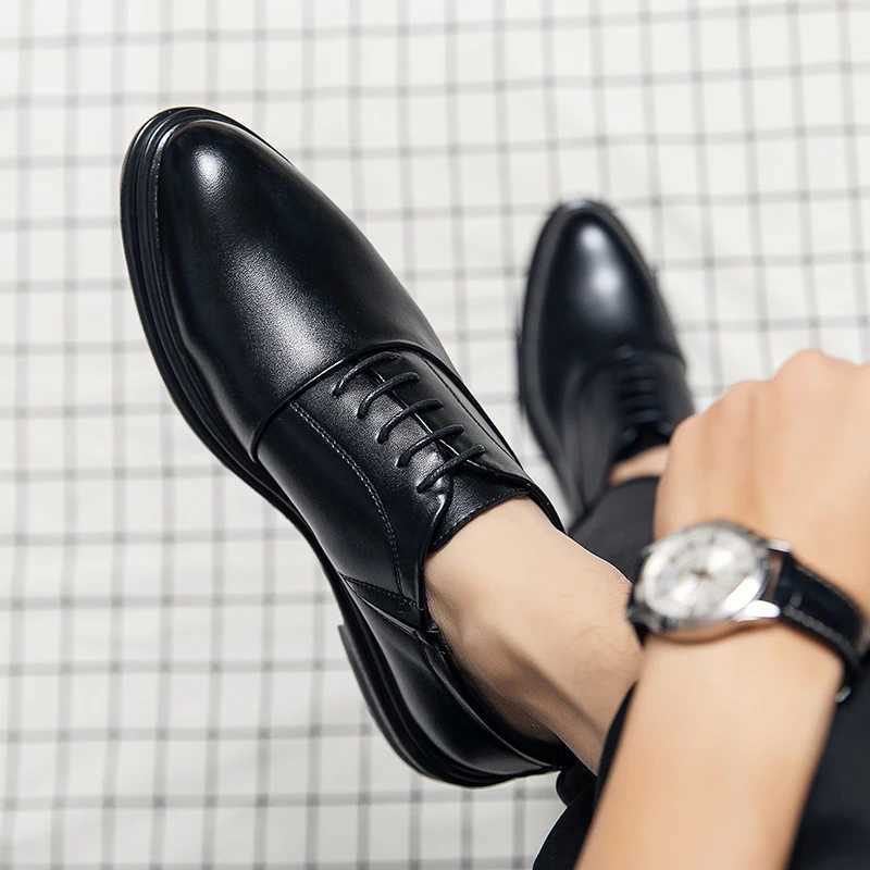 Fi Business official leather shoes mens black mens wedding shoes luxury derby dress lace office leather shoes mens plus sizeXJ250319