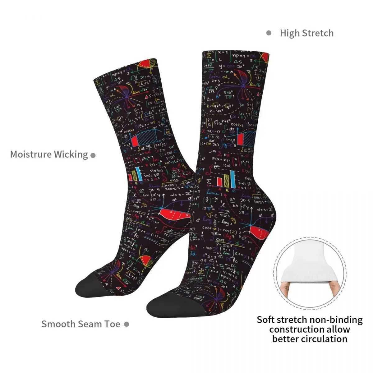Color mathematical formula socks Harajuku sweat absorbing long socks seasonal unisex birthday gift socks accessories X250319