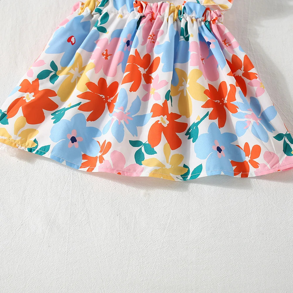 2 Pieces Set Summer Baby Girl Clothes Colorful Flower Printed Top with Shorts Korean Outfit 250319