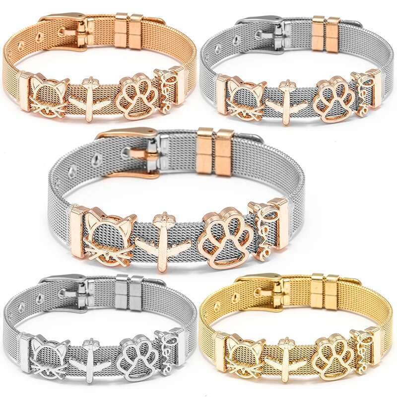 10mm Stainless Steel Mesh Bracelets Original Aircraft Love Beads Charm Keeper Bracelets Bangles For Women Fashion Jewelry Gift