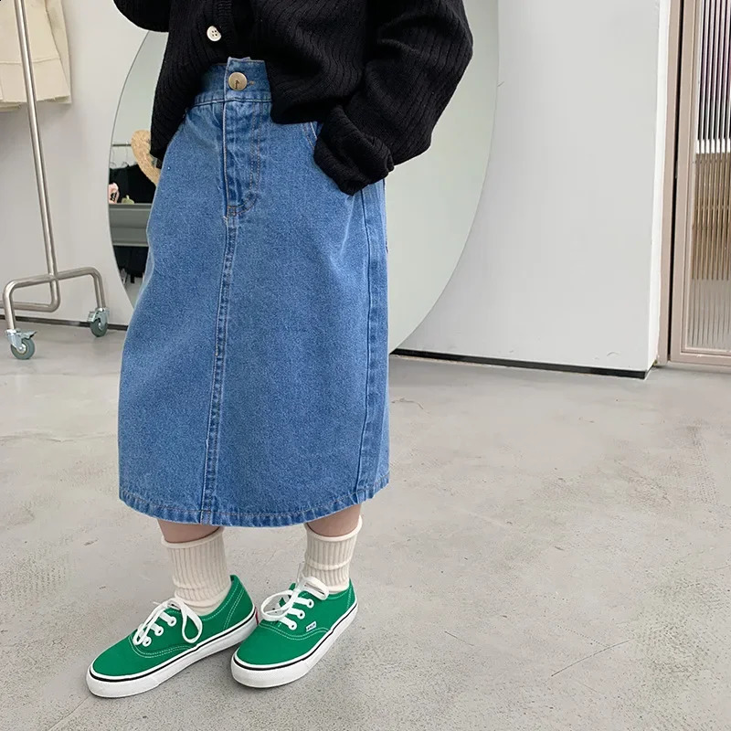 Girls All-match Mid-length Skirt Korean Style Spring Pocket Childrens Clothing Fashion Skirt For Baby Girls 250319