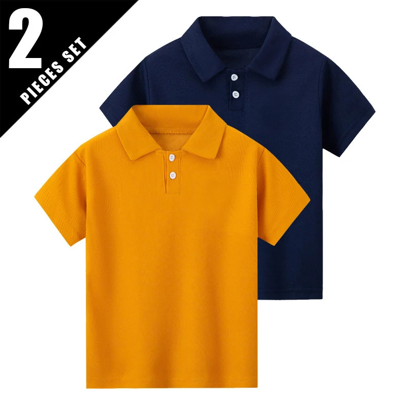 1/2 Piece SummerChildrens Short-sleeved POLO Shirt Boy Casual Fashion Solid Color T-shirt Comfortable Lapel Prince Style Coat 250319