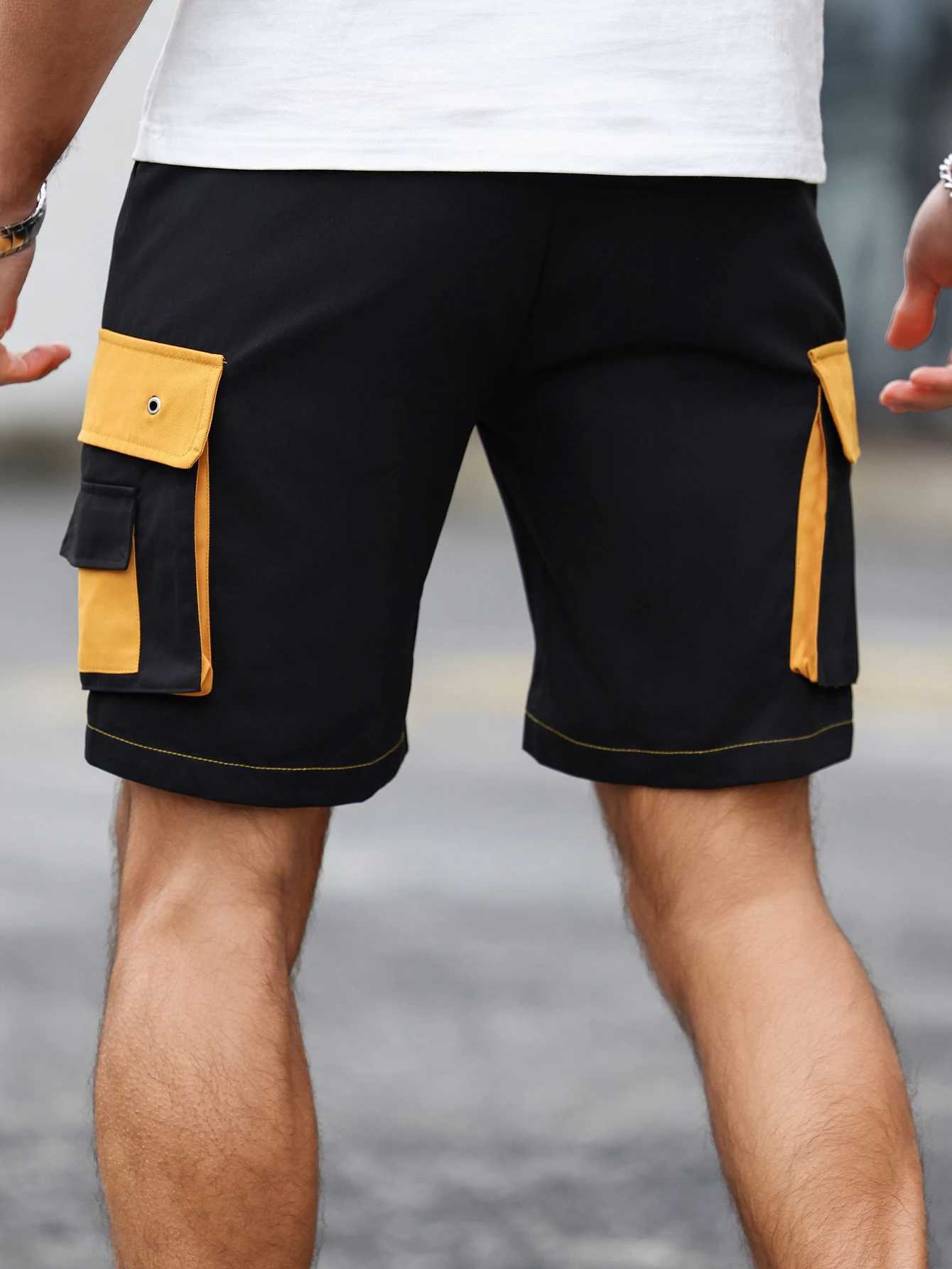 Mens fashionable waist bag cargo shorts used for summer outdoor leisure and work decorative comparison W250319