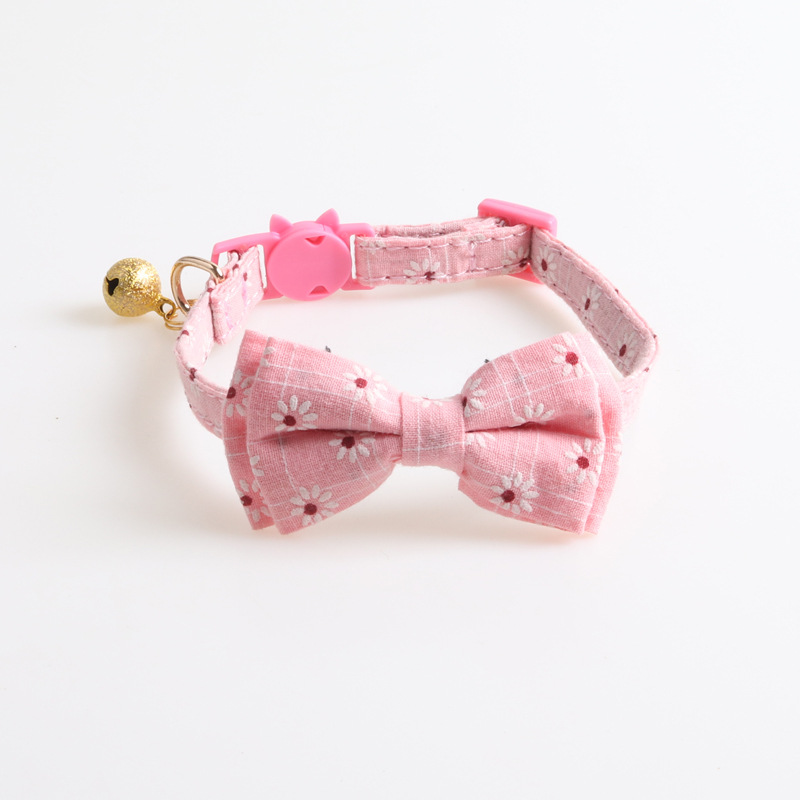 Little Daisy Cat Collar with Bow Bandana - 2 Pack Breakaway Kitten Collar with Removable Bowtie Bell Plaid Cat Bowtie Bandana Collars for Cats Kittens