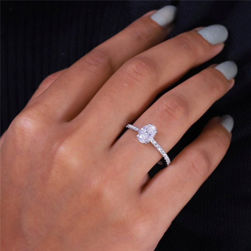 Jewelry 14K Solid Gold Oval Cut Lab Grown Diamond Engagement Half Pave Wedding Ring For Women IGI Certificate Gold Ring