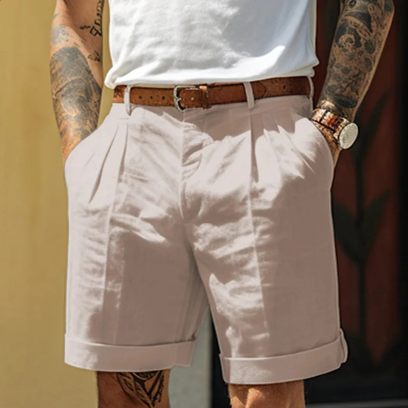 Summer Thin Cotton Linen Shorts for Men Japan Vintage Amekaji Casual Loose Half Pants 24ss Solid Slim Fit Casual Beach Wear 250317