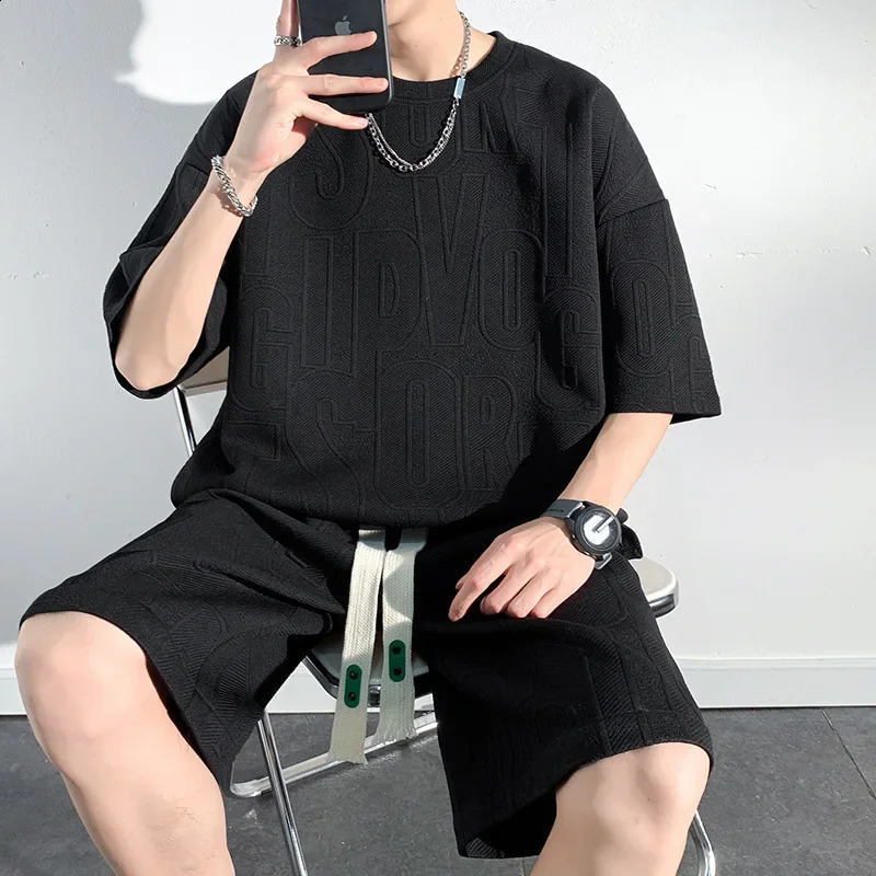 Mens Summer O-neck T-shirts Baggy Harajuku Shorts Full Match Breathable Ulzzang High Street Teen Mens Fashion Handsome Cool 250314