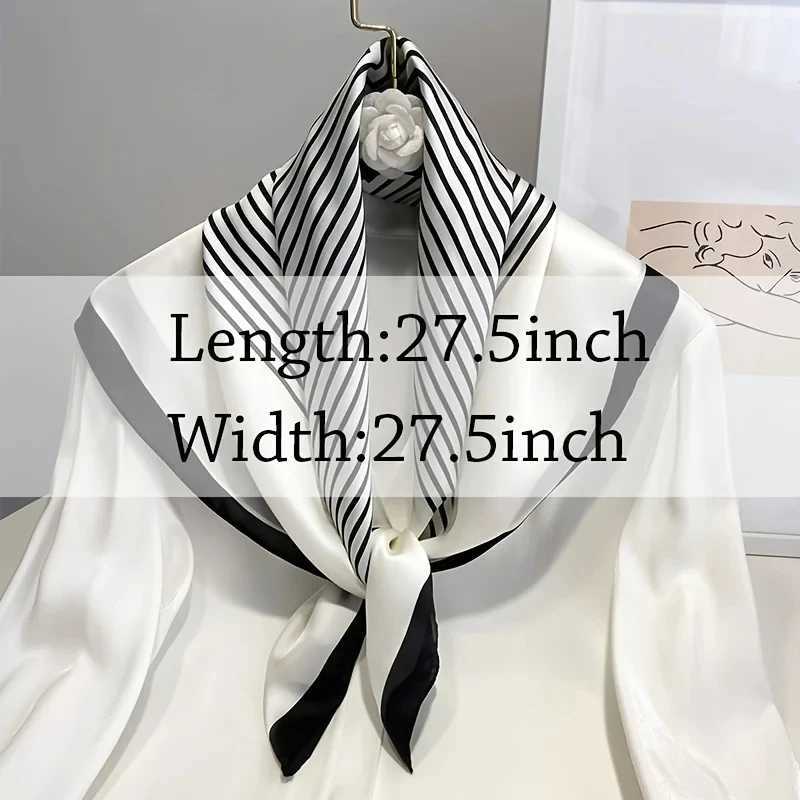 Luxury silk scarf with black and white striped packaging suitable for warm Mtifunction silk touch collar X250319