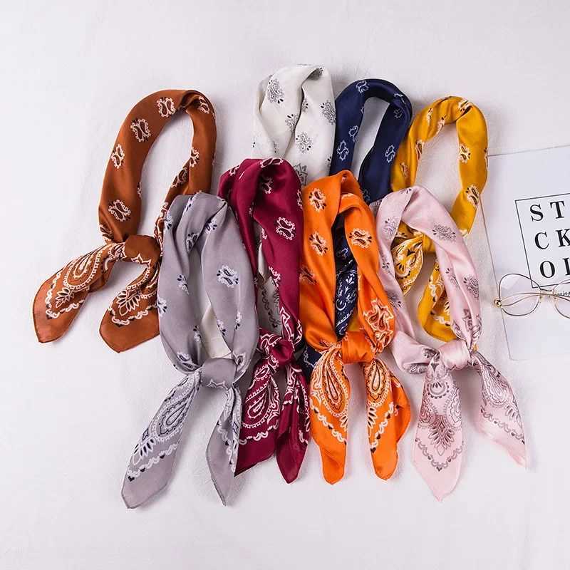 70cm Bandana Scarf For Wen Fashion Paisley Print Handkerchief Silk Satin Hijab Scarfs Fem Square Neck Scarves Dropship X250319