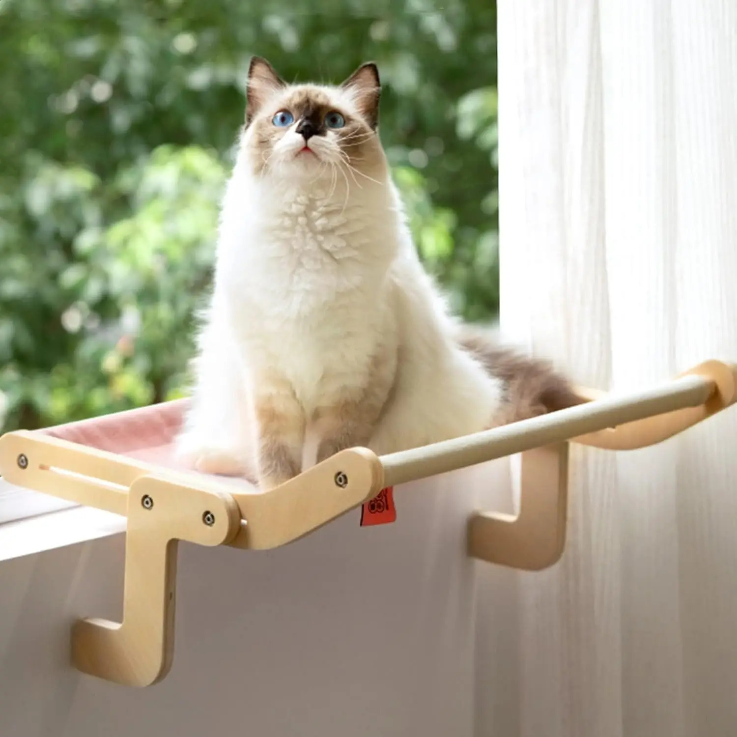 Mewoofun Cat Window Perch Lounge hammock window seat indoor cat bed no drilling suction cup pink gray 250312