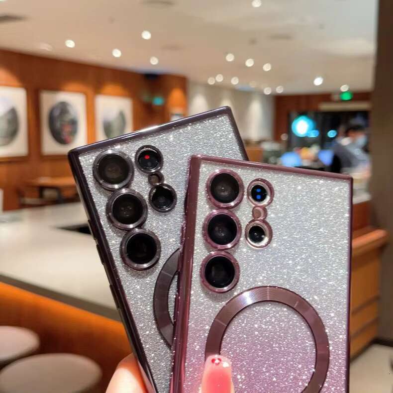 TPU Shockproof Mag Glitter Bright Safe Electroplated Magnetic Phone Case for Samsung Galaxy S24 S23 S22 S21 S20
