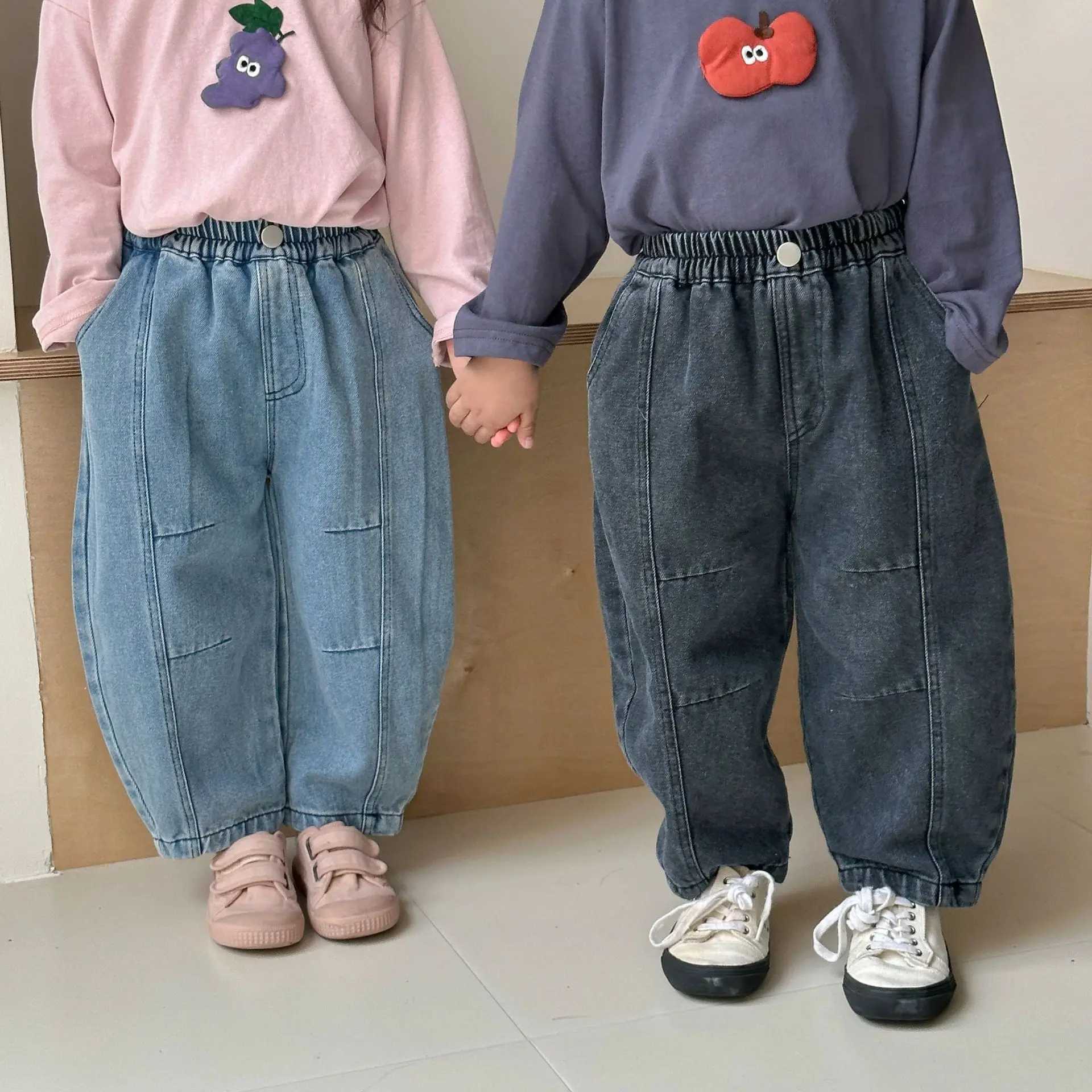 2025 Spring Autumn Kids Boys Pants Denim Loose Solid Elastic Versatile Casual Toddler Boys Pants Children Boys JeansT250318