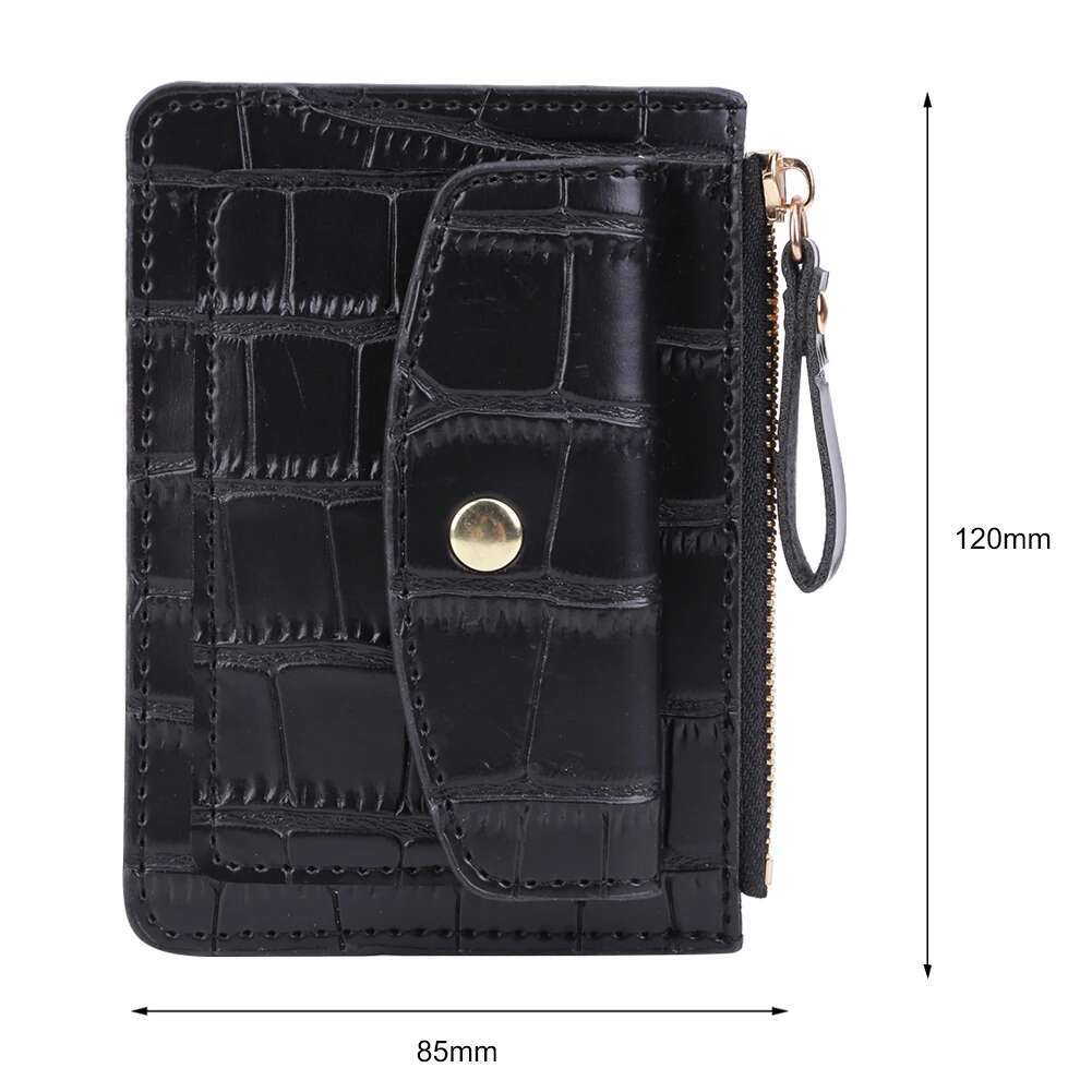 Fashion Women Simple Wallet PU Leather Multi-Slot Zipper Keychain Small Card Bag