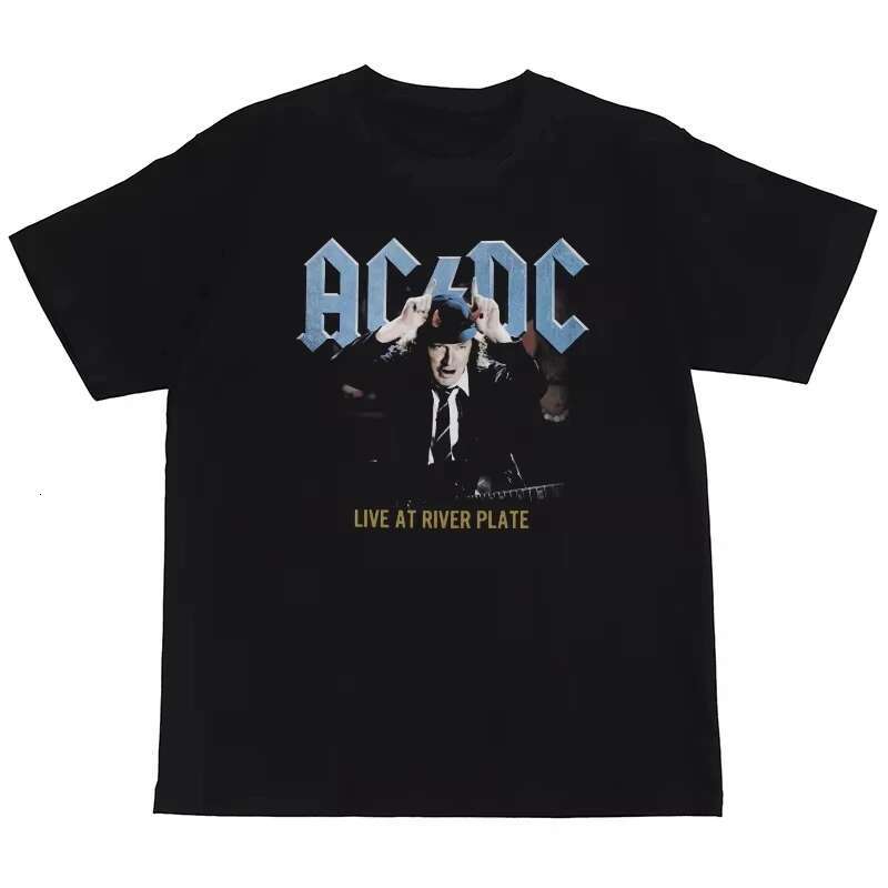 2025 Summer Fashion Trend New ACDC Rock Band American Street Hip-Hop Punk Nirvana Vintage Printed Cotton Short Sleeve T-Shirt