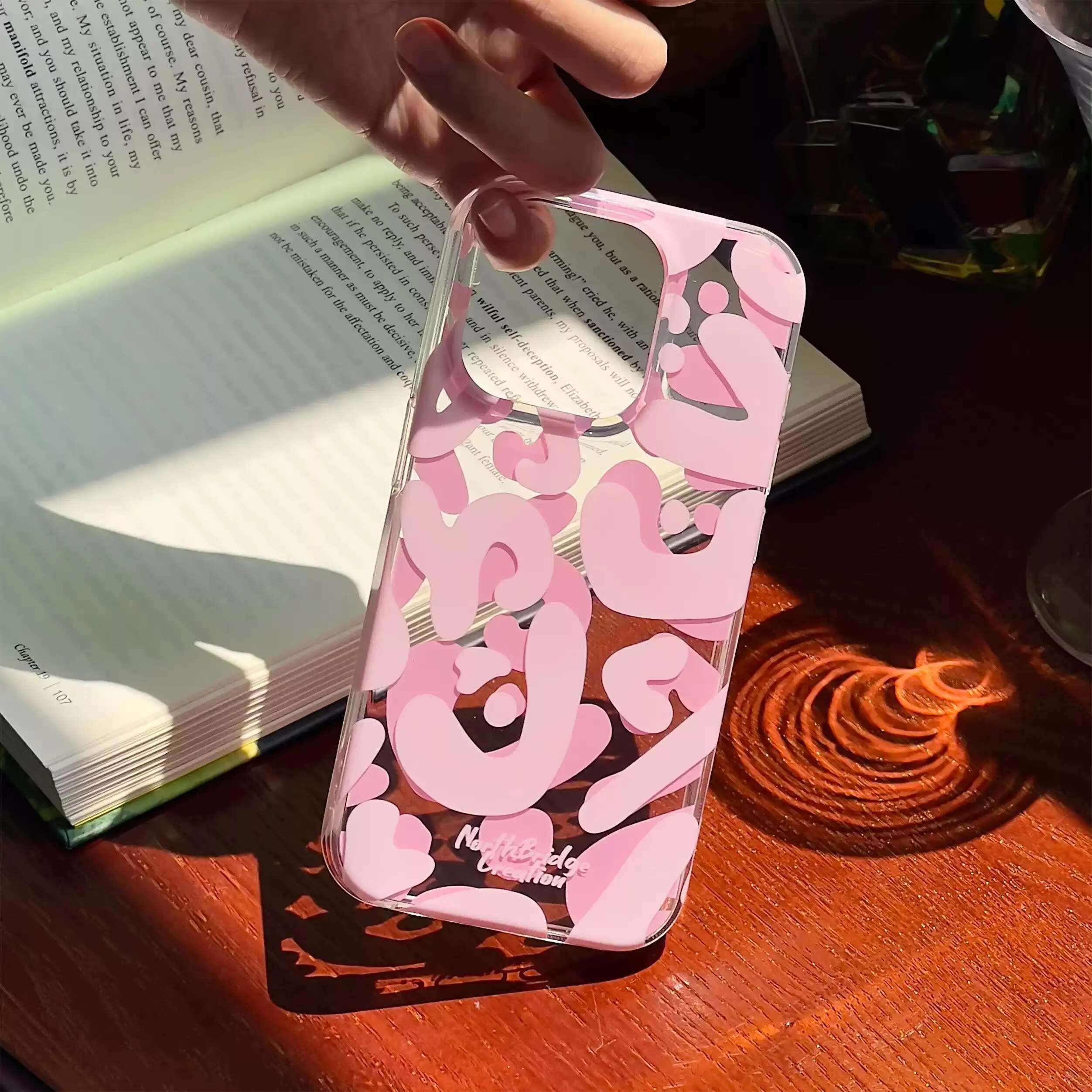 Original Pink Graffiti Customised Phone Case for iPhone 16 Pro Max/15/14 Pro/13 Dual-Layer Transparent Full-Cover INS New Style