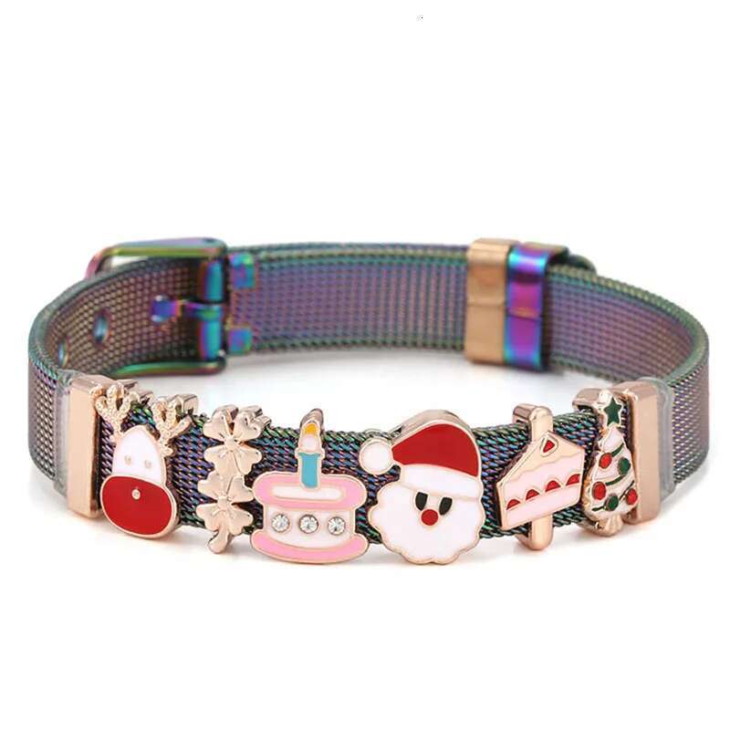 2024 Christmas Jewelry Mesh Charm Bracelets With Santa Claus Bells Beads Bracelet For Women Men Christmas Jewelry Special Offer
