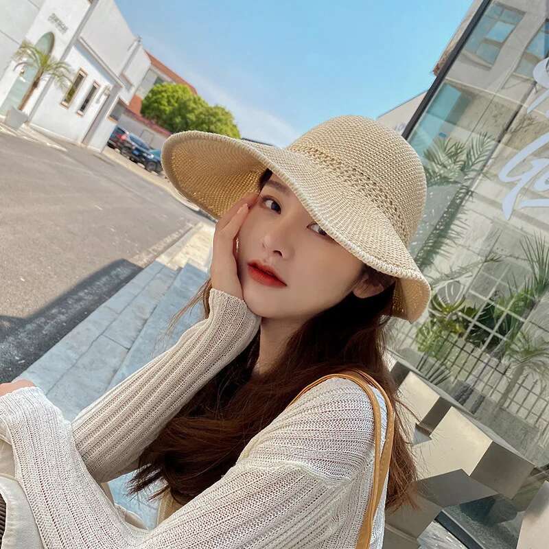 Summer Empty Top Ribbon Bowknot Straw Hats For Women Ppy Panama Sun Hat Travel Beach Female Foldable Sunscreen Cap