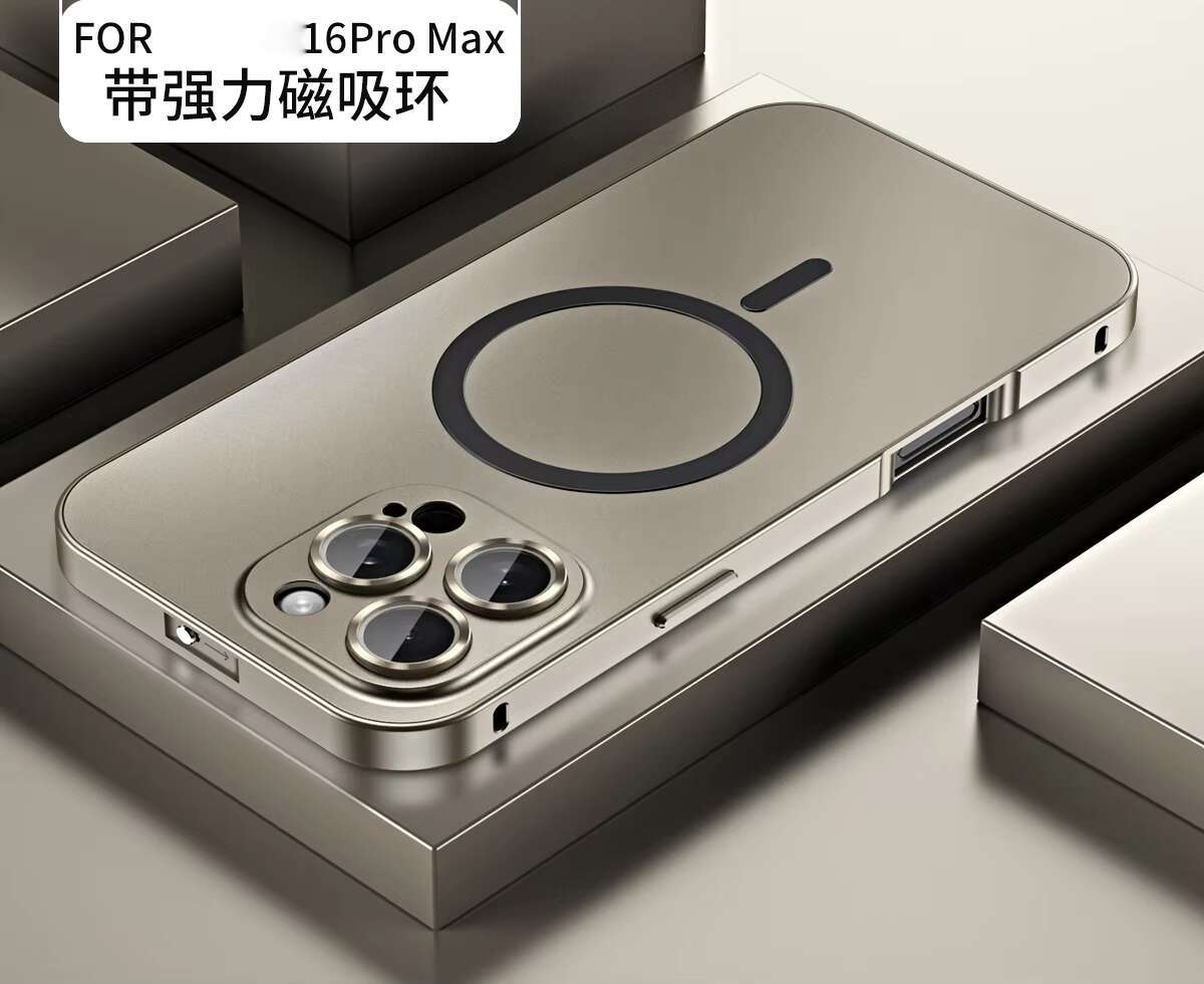 Aluminum Alloy Magnetic Wireless Charging Phone Case for iPhone 16 15 Pro Max Desert Titanium Shockproof Metal Frame Cover