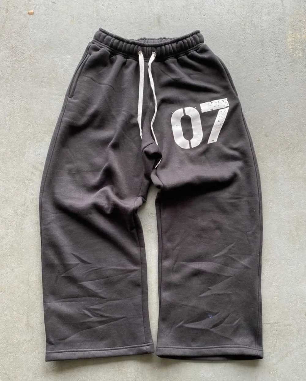 Streetwear Y2K Casual Baggy Sweatpants Drawstring Sports Pants Zipper Cardigan Fashion Digital Print Hooded Men Women Street Set X250319