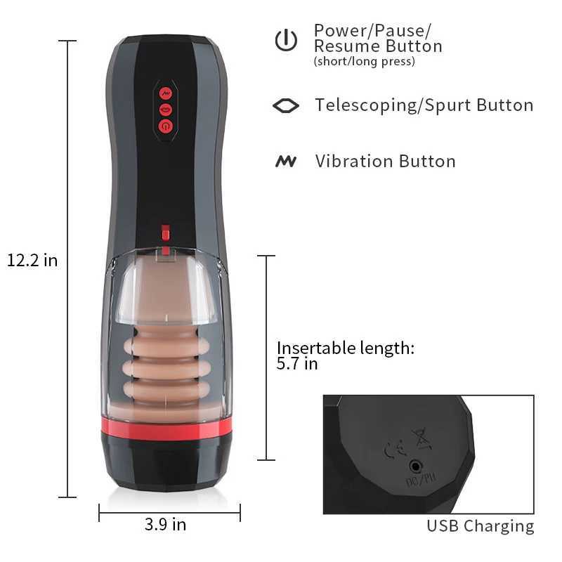 HESEKS Lifelike Automatic Sucking Male Masturbation Cup Inner Telescopic Vibrator Male Masturb Vaginas For Men Sex ToyXJ250319