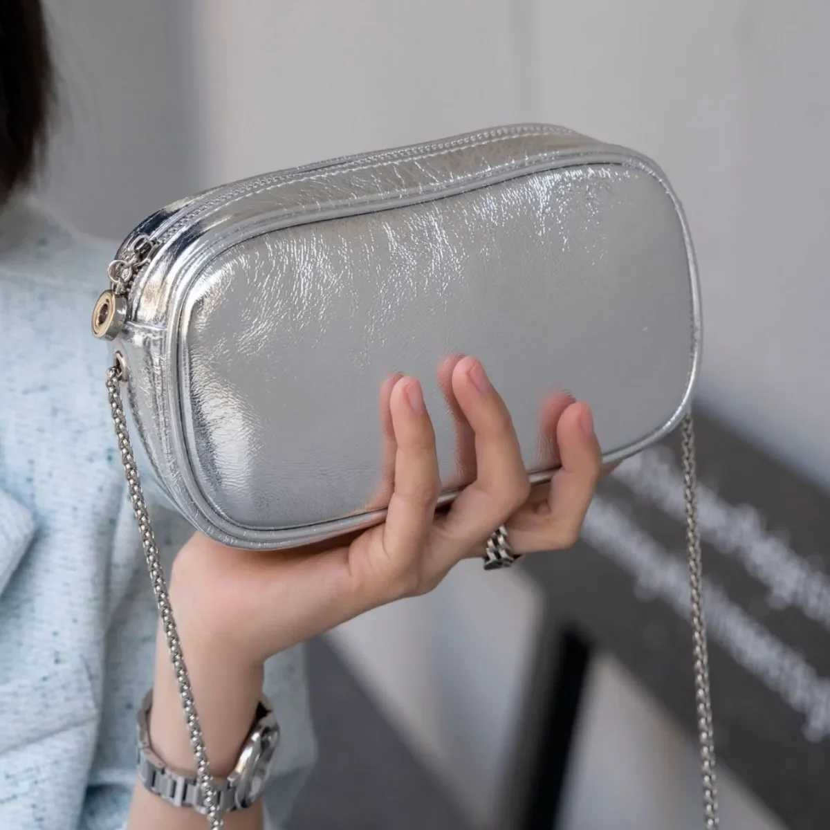 New Arrival A true denim leather womens cross body shoulder bag - a small lightweight zippered bag for womens phones keys and wallets T250318