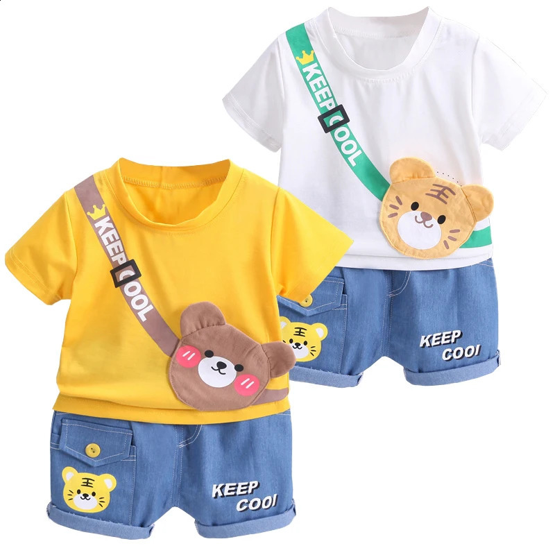 Summer Baby Boys Clothing Sets Cartoon Bear Cotton T-Shirt Shorts 2Pcs Suits for Baby Kids Tracksuits Infant Casual Outfits 250319