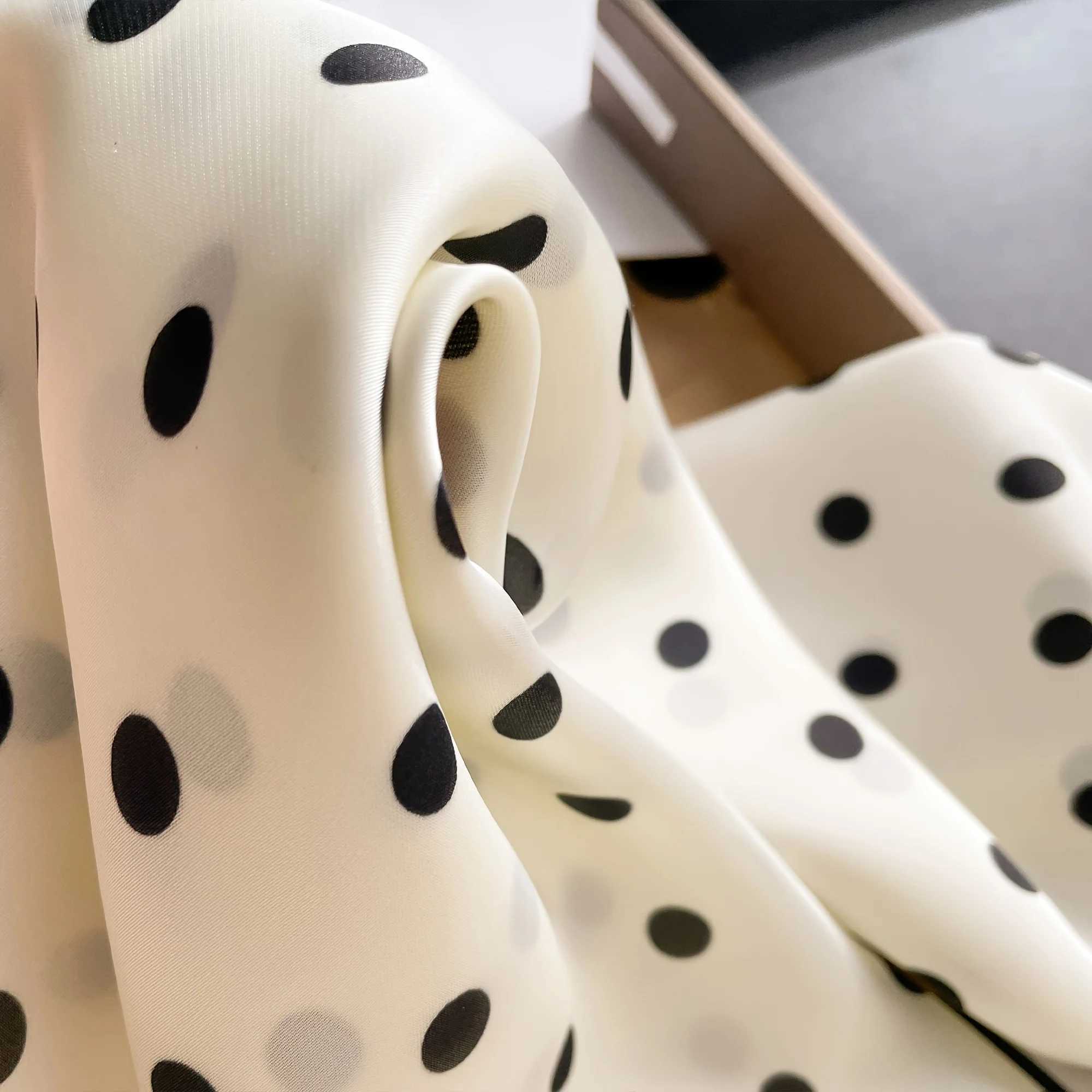 Wenzhou polka dot synthetic silk scarf fashionable square scarf neck accessories warm neck packaging headband elegant bag decoration X250319