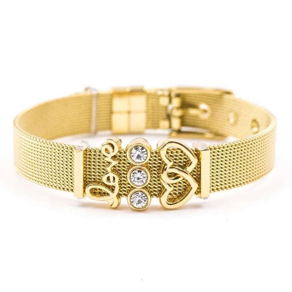 High Quality Stainless Steel Bracelet Woman Men Mesh Bracelet Crystal Love Anchor Charm Fine Bracelet Bangle for Female Gift