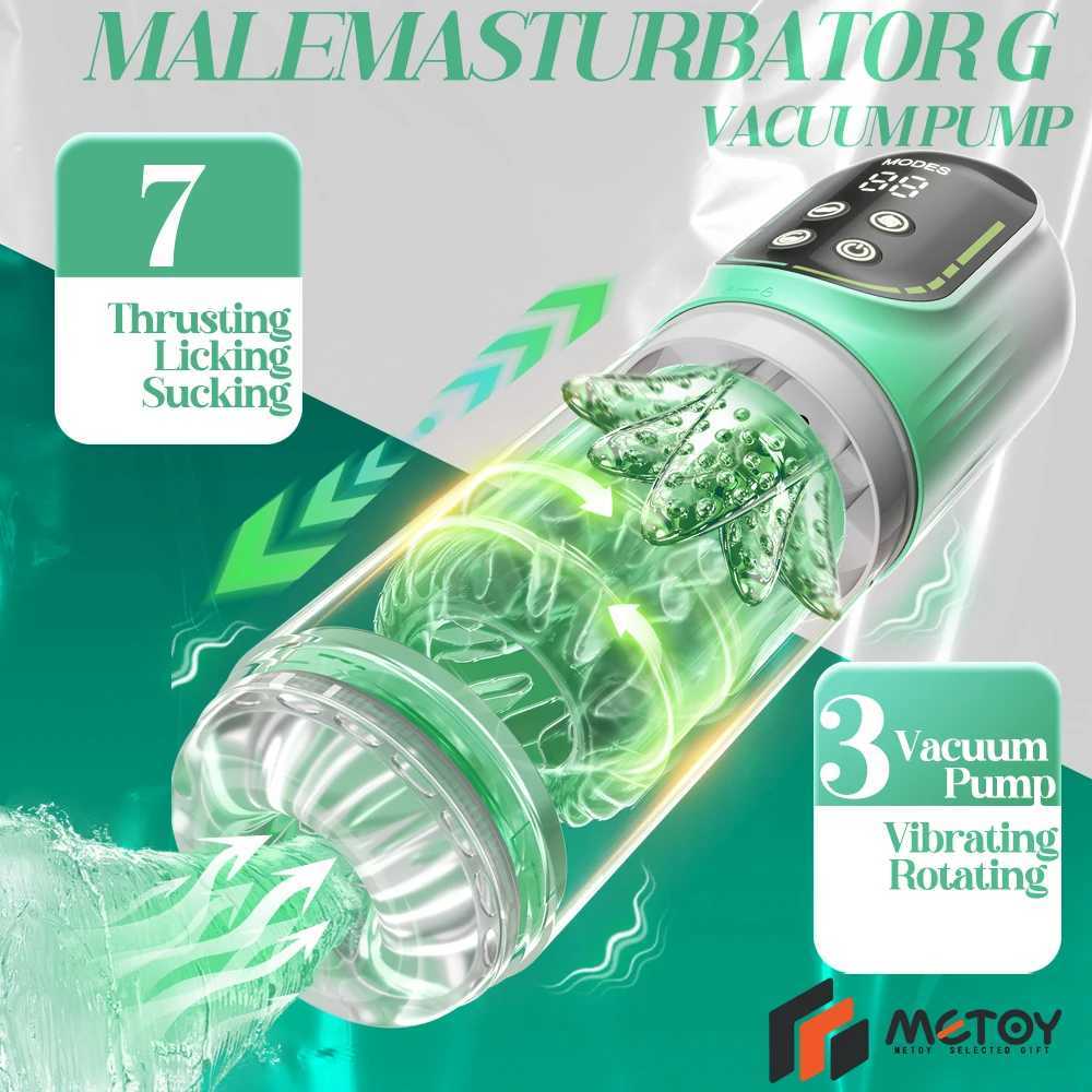 Automatic push-pull rotating male masturbator with LED display screen penis pump suction pocket cat oral sex machine sex toyXJ250319