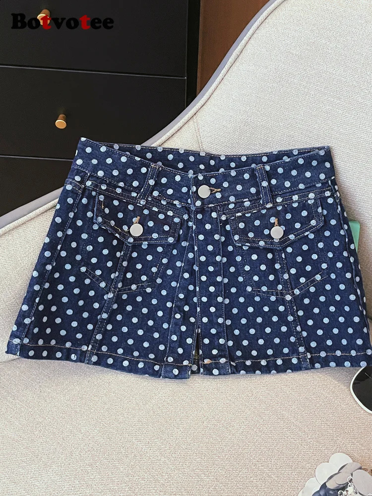 Botvotee ner Pokal Dot womens twopiece set of Korean fashion streetwear Y2k 90 wide leg high waisted jeans 250317