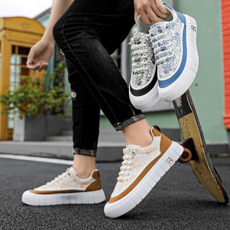 E-foot blue and white porcelain board shoes sports and leisure shoes trendy shoes mens shoes Y250318