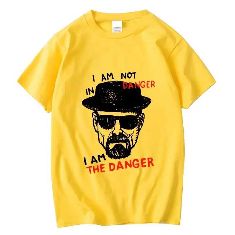 Mens T-shirt 100% pure cotton short sleeved distressed mens T-shirt casual Heisenberg print summer cool T-shirt mens topT250318