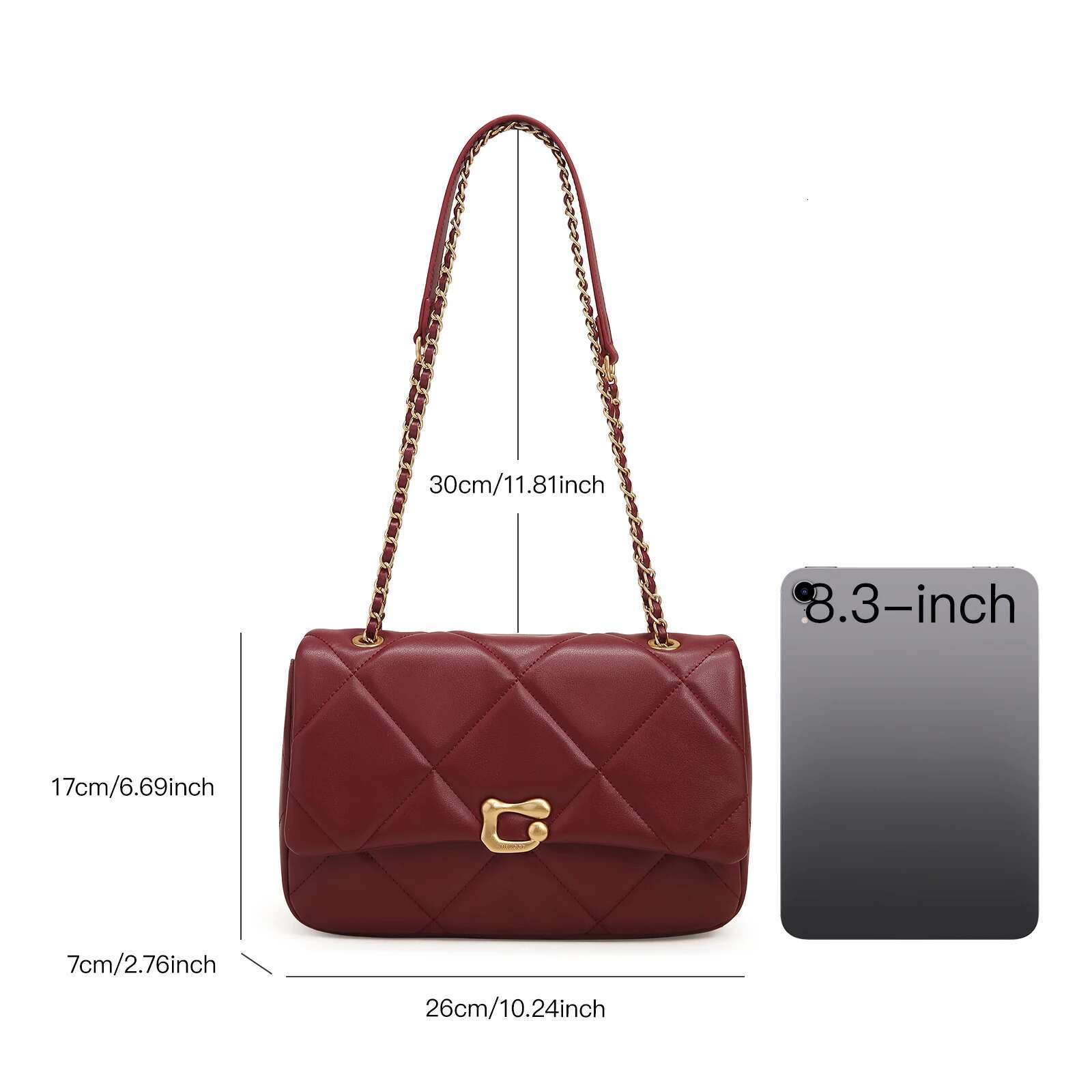 ITAMOOD Genuine Leather Urious Chain Small Square Quilted Original Design Women's Shoulder Bag Fashionable Handbag