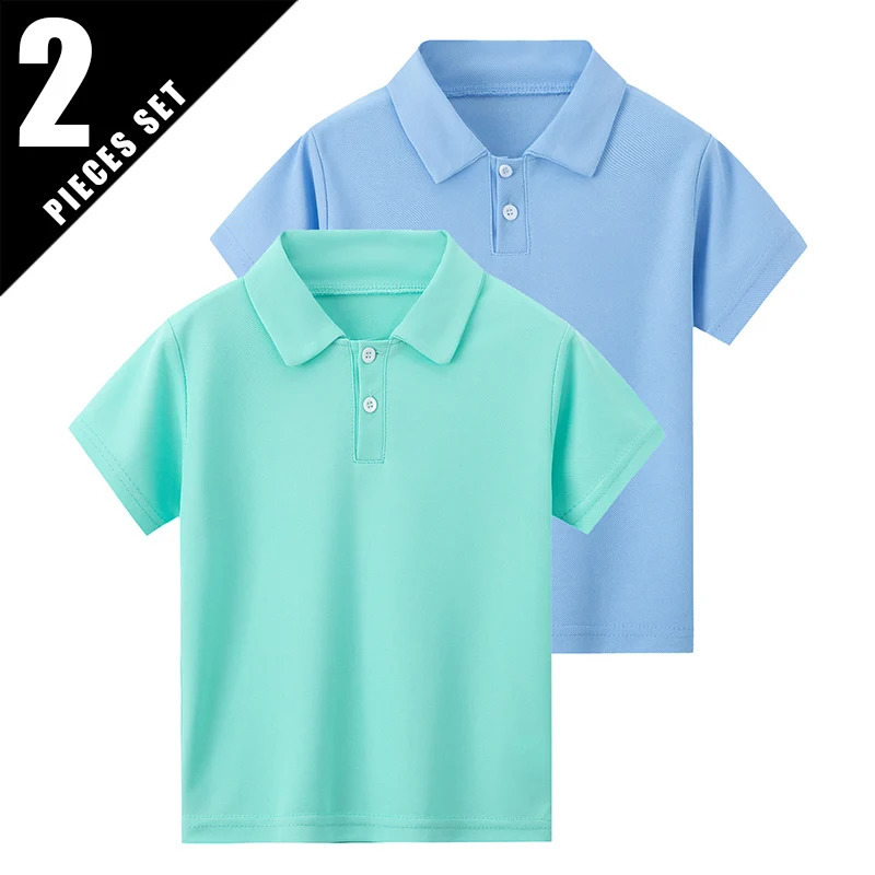 1/2 Piece SummerChildrens Short-sleeved POLO Shirt Boy Casual Fashion Solid Color T-shirt Comfortable Lapel Prince Style Coat 250319