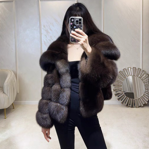 Wind black gold mink 2024 winter fashion classic trumpet sleeve imitation fur women's big collar coat