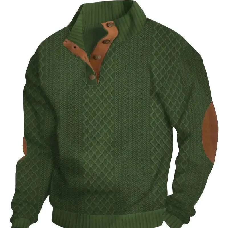 Street Fashion Trend Autumn Polo Shirts Men Stand Collar Button Contrast Color Youthful Vitality Casual Loose Long Sleeve Tops