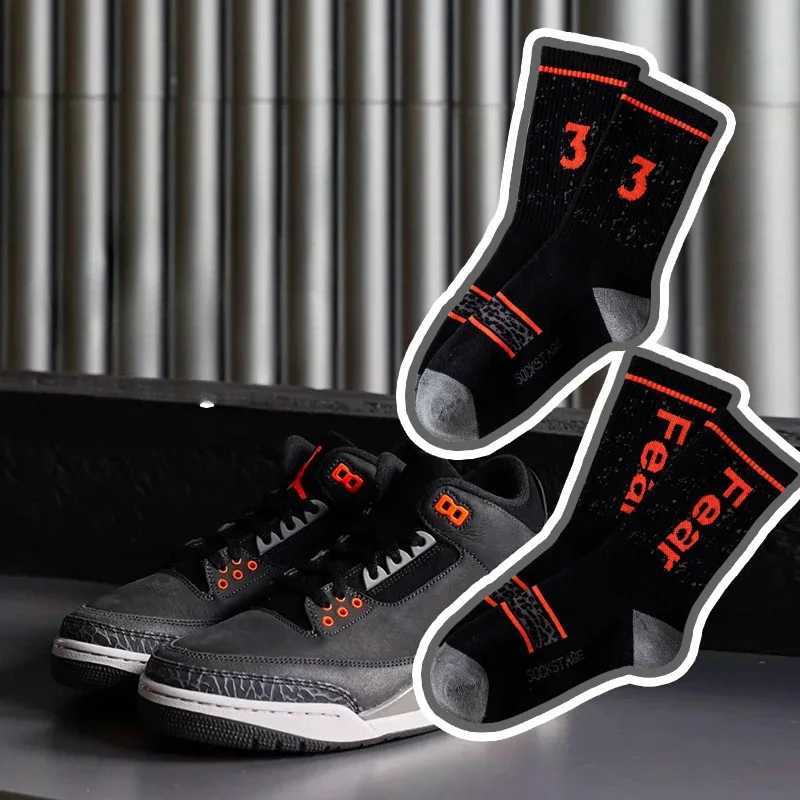 Black Cotton Socks with Digits Letters - 3 pairs in a Gift Box for Casual and Sports use X250319