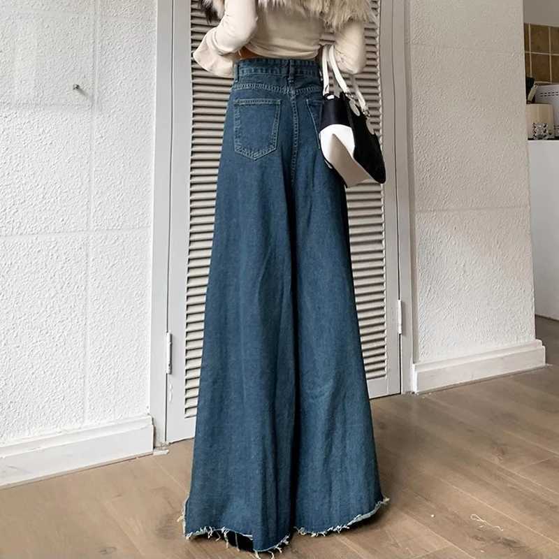 Womens high waisted punk bag jeans womens retro streetwear loose pants girls fashion Harajuku blue denim shortsT250319