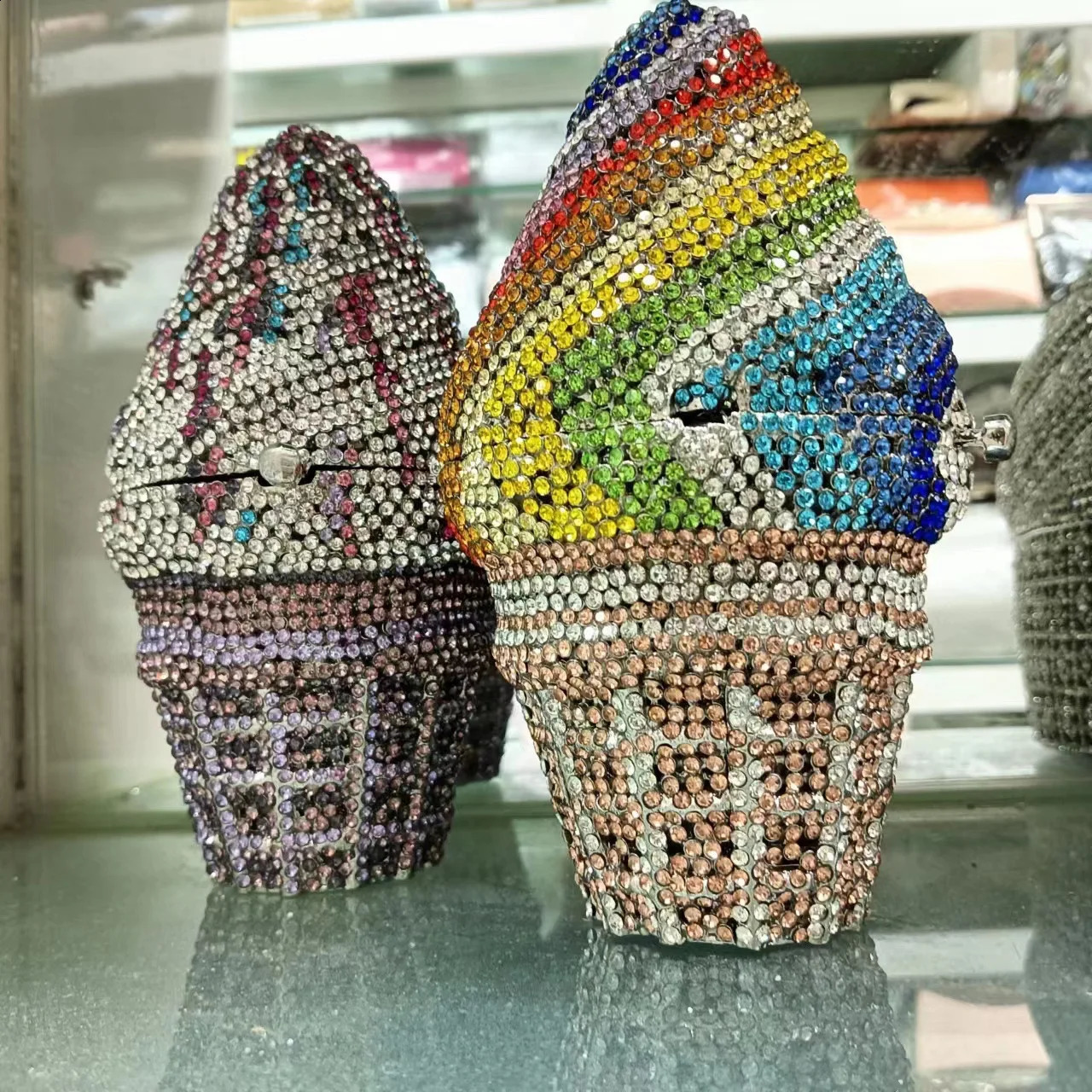 Womens Ice Cream Gemstone Day Clutch Wallet for Wedding Parties Evening Small Handbag Bridal Bag 250317