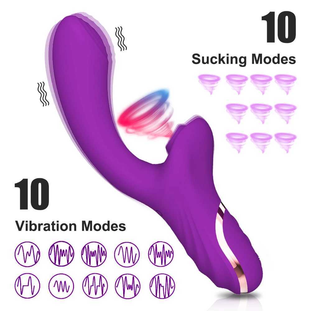 Female vibrator 2-in-1 clitoral suction clitoral stimulator G-Spot powerful vibration dildo rod clitoral suction cup adult sex toy W250319